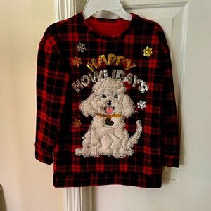 Size 12 Girl’s Happy Holidays fleece pullover sweater.